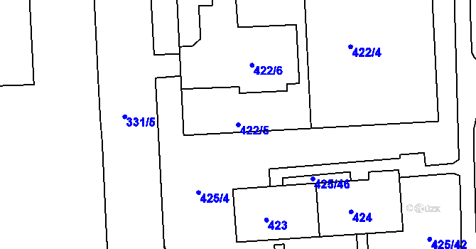 Parcela st. 422/5 v KÚ Teplice-Řetenice, Katastrální mapa