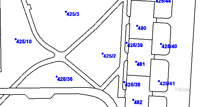 Parcela st. 425/2 v KÚ Teplice-Řetenice, Katastrální mapa