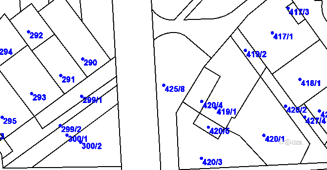 Parcela st. 425/8 v KÚ Teplice-Řetenice, Katastrální mapa