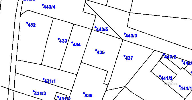 Parcela st. 435 v KÚ Teplice-Řetenice, Katastrální mapa