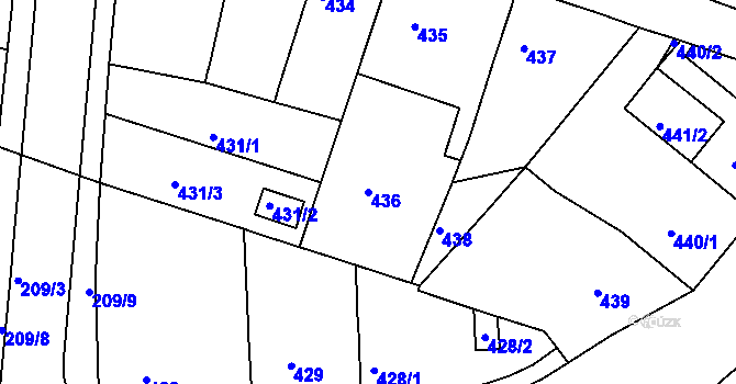 Parcela st. 436 v KÚ Teplice-Řetenice, Katastrální mapa