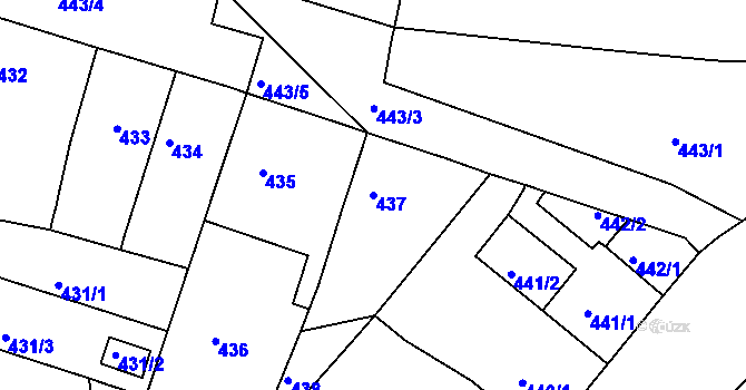 Parcela st. 437 v KÚ Teplice-Řetenice, Katastrální mapa