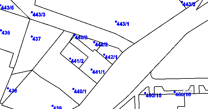 Parcela st. 442/1 v KÚ Teplice-Řetenice, Katastrální mapa
