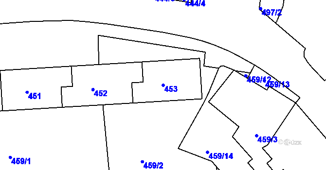 Parcela st. 453 v KÚ Teplice-Řetenice, Katastrální mapa