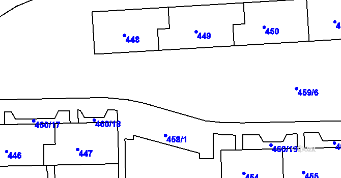 Parcela st. 459/5 v KÚ Teplice-Řetenice, Katastrální mapa