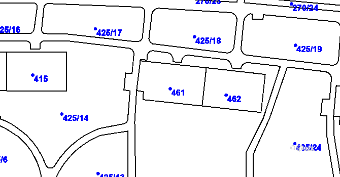 Parcela st. 461 v KÚ Teplice-Řetenice, Katastrální mapa