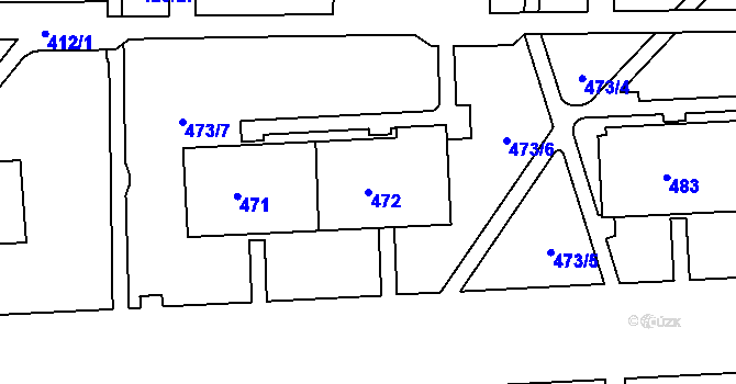 Parcela st. 472 v KÚ Teplice-Řetenice, Katastrální mapa
