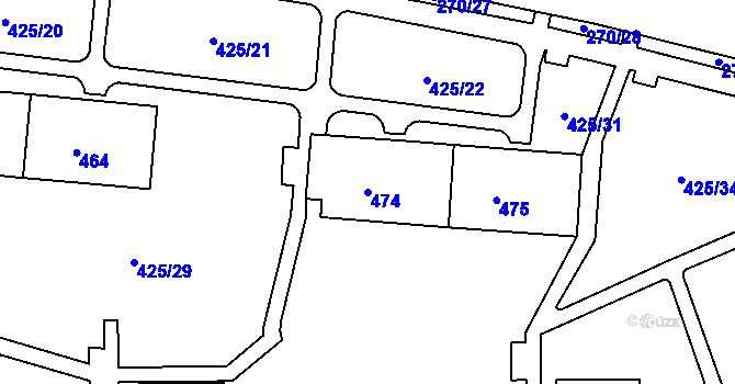 Parcela st. 474 v KÚ Teplice-Řetenice, Katastrální mapa