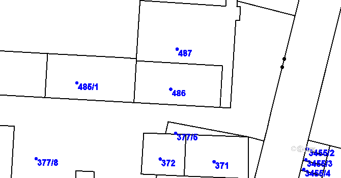 Parcela st. 486 v KÚ Teplice-Řetenice, Katastrální mapa