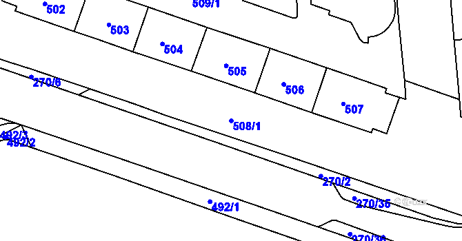 Parcela st. 508/1 v KÚ Teplice-Řetenice, Katastrální mapa