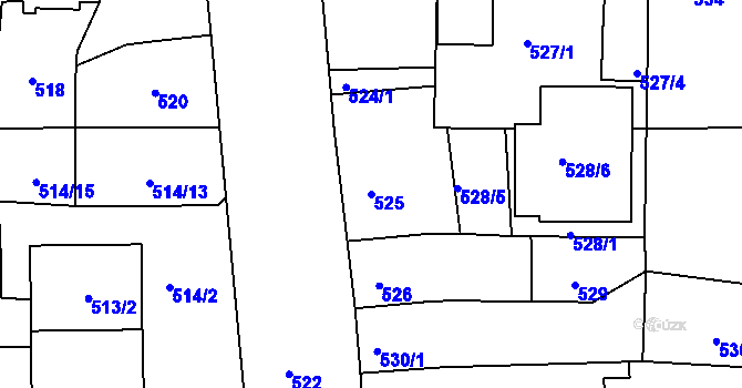 Parcela st. 525 v KÚ Teplice-Řetenice, Katastrální mapa