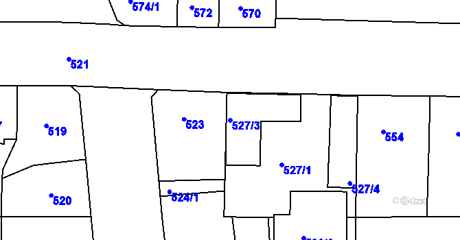 Parcela st. 527/3 v KÚ Teplice-Řetenice, Katastrální mapa