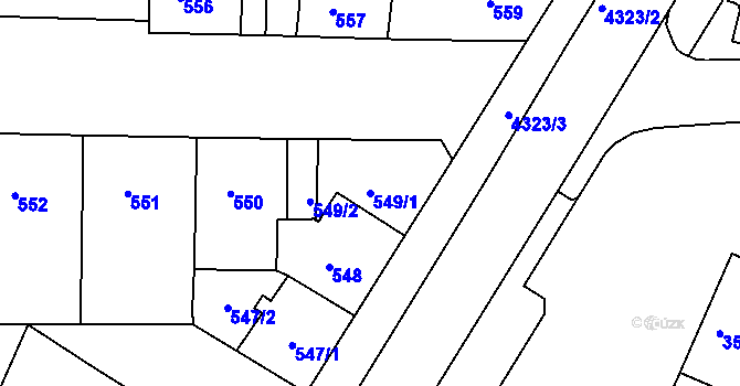 Parcela st. 549/1 v KÚ Teplice-Řetenice, Katastrální mapa
