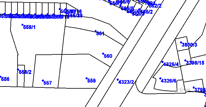 Parcela st. 560 v KÚ Teplice-Řetenice, Katastrální mapa