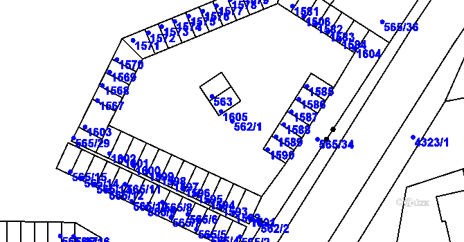 Parcela st. 562/1 v KÚ Teplice-Řetenice, Katastrální mapa