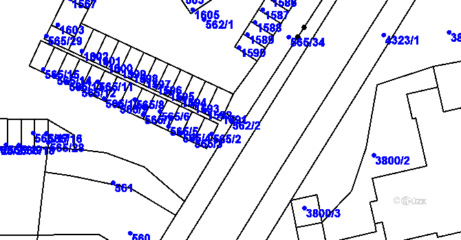 Parcela st. 562/2 v KÚ Teplice-Řetenice, Katastrální mapa