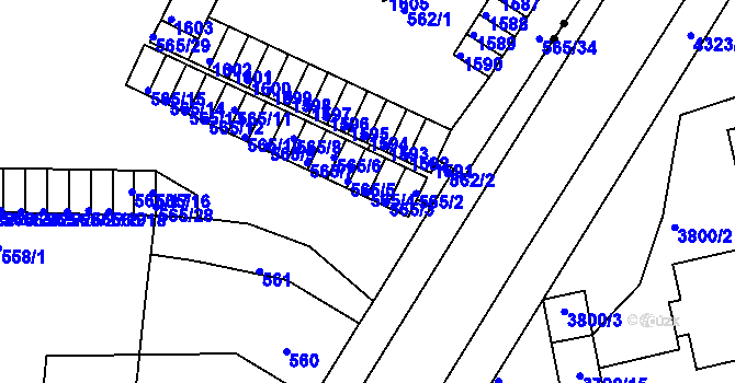 Parcela st. 565/4 v KÚ Teplice-Řetenice, Katastrální mapa