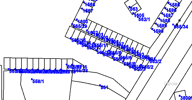Parcela st. 565/10 v KÚ Teplice-Řetenice, Katastrální mapa