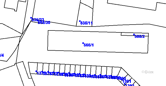 Parcela st. 566/1 v KÚ Teplice-Řetenice, Katastrální mapa