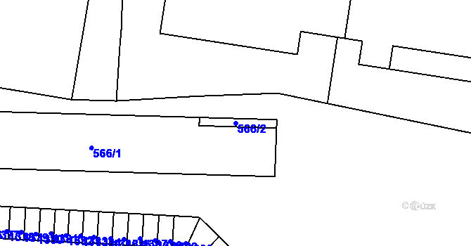 Parcela st. 566/2 v KÚ Teplice-Řetenice, Katastrální mapa