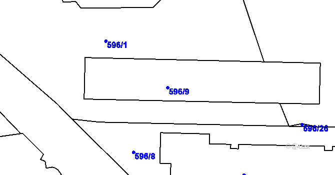 Parcela st. 596/9 v KÚ Teplice-Řetenice, Katastrální mapa