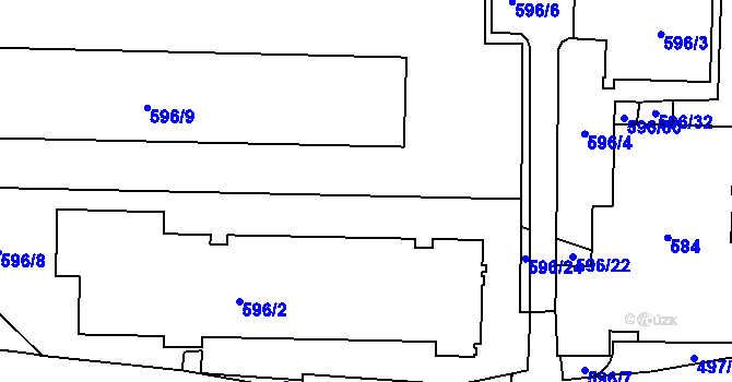 Parcela st. 596/26 v KÚ Teplice-Řetenice, Katastrální mapa