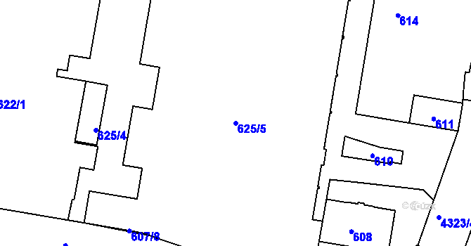 Parcela st. 625/5 v KÚ Teplice-Řetenice, Katastrální mapa