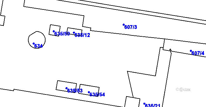 Parcela st. 635/3 v KÚ Teplice-Řetenice, Katastrální mapa