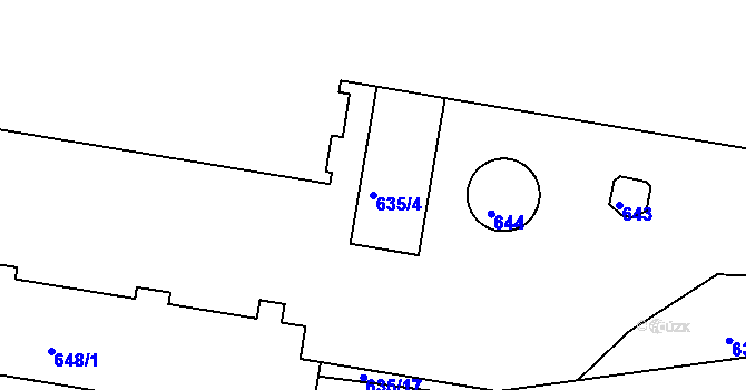 Parcela st. 635/4 v KÚ Teplice-Řetenice, Katastrální mapa
