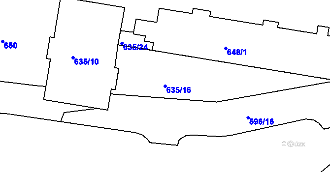 Parcela st. 635/16 v KÚ Teplice-Řetenice, Katastrální mapa