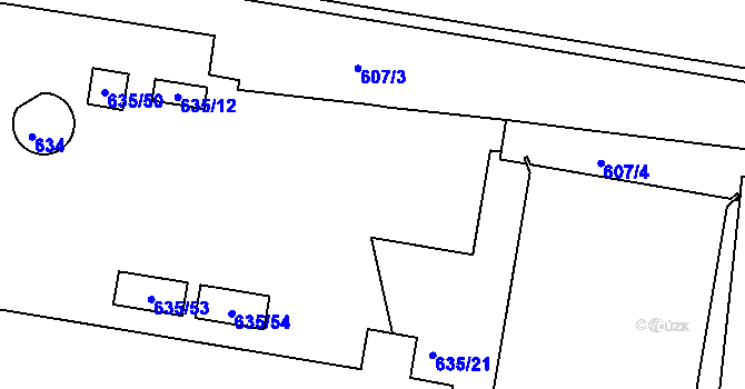 Parcela st. 635/29 v KÚ Teplice-Řetenice, Katastrální mapa