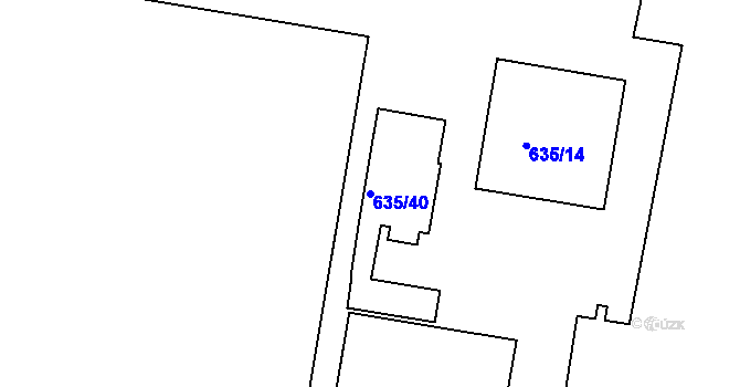 Parcela st. 635/40 v KÚ Teplice-Řetenice, Katastrální mapa
