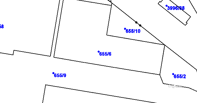 Parcela st. 655/6 v KÚ Teplice-Řetenice, Katastrální mapa