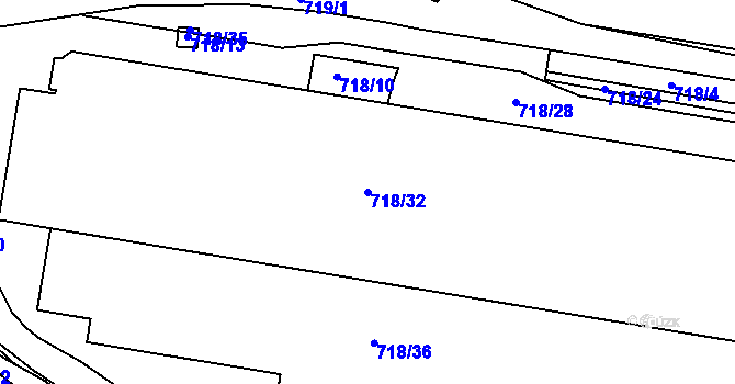 Parcela st. 718/32 v KÚ Teplice-Řetenice, Katastrální mapa