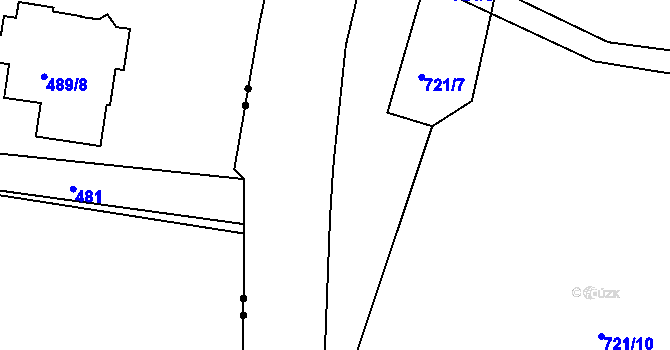 Parcela st. 721/4 v KÚ Teplice-Řetenice, Katastrální mapa