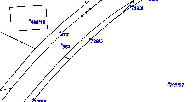 Parcela st. 728/1 v KÚ Teplice-Řetenice, Katastrální mapa