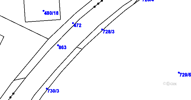 Parcela st. 728/2 v KÚ Teplice-Řetenice, Katastrální mapa