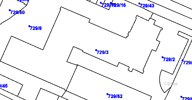 Parcela st. 729/3 v KÚ Teplice-Řetenice, Katastrální mapa