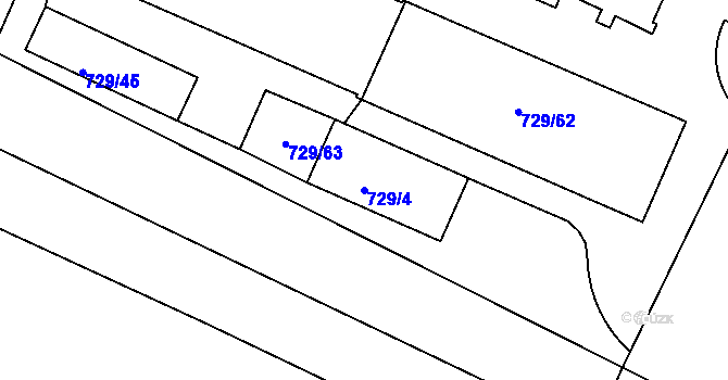 Parcela st. 729/4 v KÚ Teplice-Řetenice, Katastrální mapa