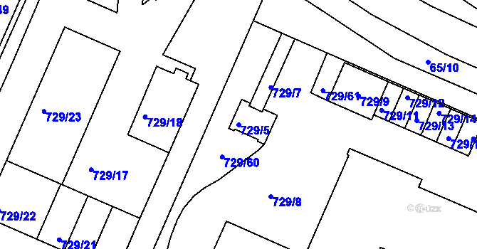 Parcela st. 729/5 v KÚ Teplice-Řetenice, Katastrální mapa