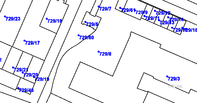 Parcela st. 729/8 v KÚ Teplice-Řetenice, Katastrální mapa