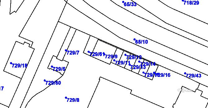 Parcela st. 729/9 v KÚ Teplice-Řetenice, Katastrální mapa