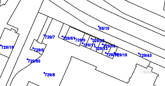 Parcela st. 729/11 v KÚ Teplice-Řetenice, Katastrální mapa