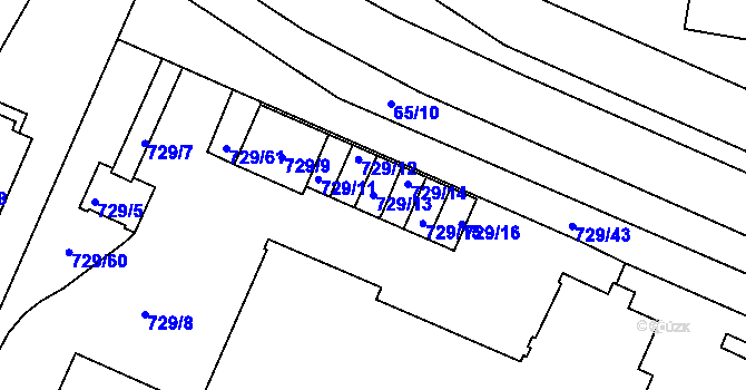 Parcela st. 729/13 v KÚ Teplice-Řetenice, Katastrální mapa