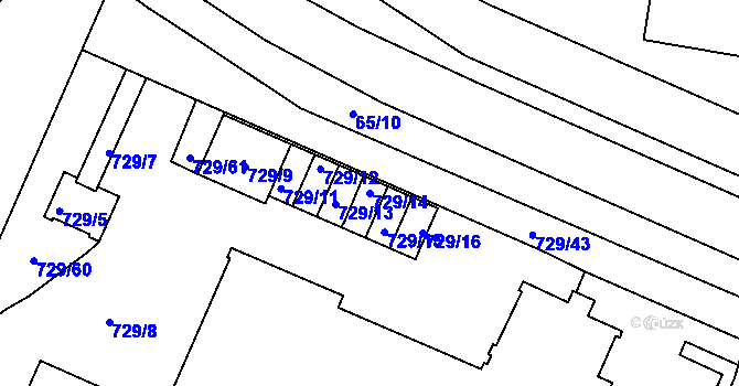 Parcela st. 729/14 v KÚ Teplice-Řetenice, Katastrální mapa