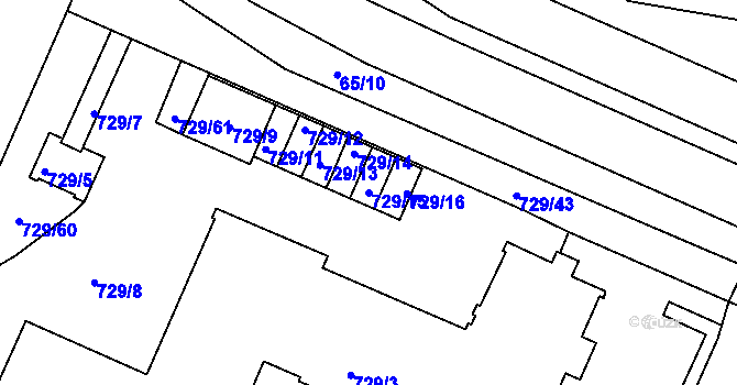 Parcela st. 729/15 v KÚ Teplice-Řetenice, Katastrální mapa