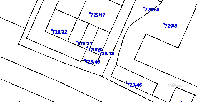 Parcela st. 729/19 v KÚ Teplice-Řetenice, Katastrální mapa