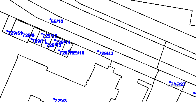 Parcela st. 729/43 v KÚ Teplice-Řetenice, Katastrální mapa
