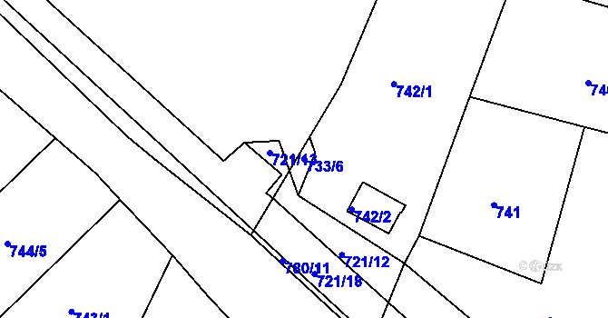 Parcela st. 733/6 v KÚ Teplice-Řetenice, Katastrální mapa