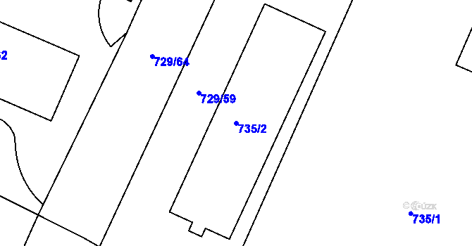 Parcela st. 735/2 v KÚ Teplice-Řetenice, Katastrální mapa